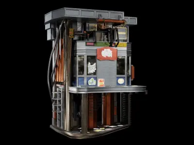 Sci Fi Cyberpunk Building Low-poly 3D model