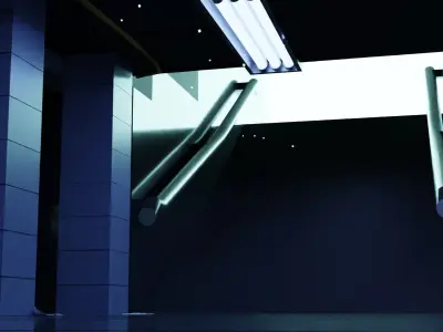 Subway interior of futuristic building Low-poly 3D model