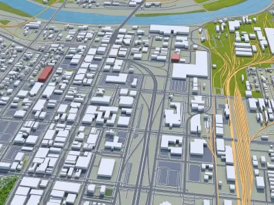 Topeka Kansas USA 30km Low-poly 3D model