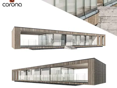 Modern house 16 at night 3D model