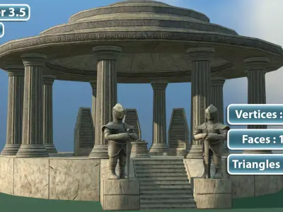 Tomb of Veteran Warrior Low-poly 3D model