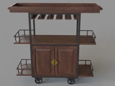 Maury Two Door Wine Trolley 3D model