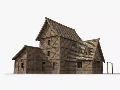 Medieval house x19 Low-poly 3D model