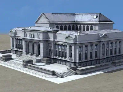 Classic Civic Building - NY Library Low-poly 3D model