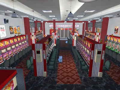 Japanese Pachinko Game Center Unity Ready 3D model