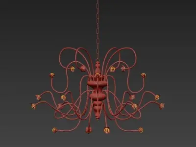 RIALTO gold chandelier with crystals hanging from it 3D model