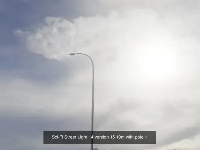 Sci-Fi Street Light 14 with pole 1 3D Model Pack