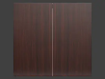 2-tier 2-door wall cabinet made of brown wood material 3D model