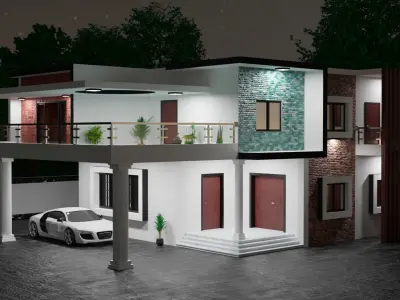 Real World Scaled 3D Two Story Building 3D model