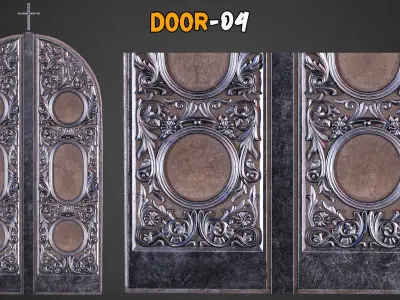 7 Professional Medieval Door and 250 Alpha Brushes Vol 19 Low-poly 3D model