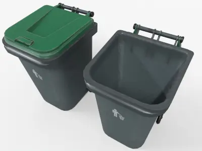 Trash Can Low-poly 3D model