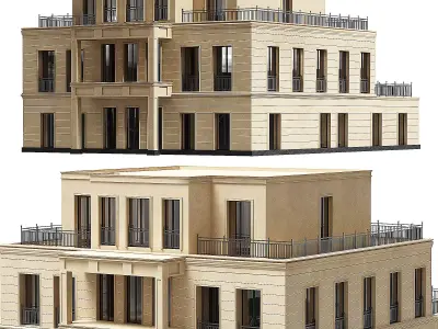 The exterior of the apartment building 02 3D model