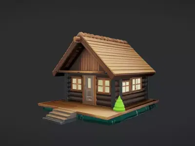 small wooden cabin 3D model