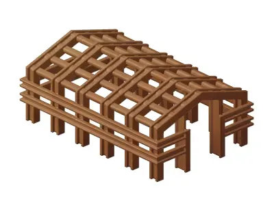 Wooden Exquisite Building Frame Toy 3D model