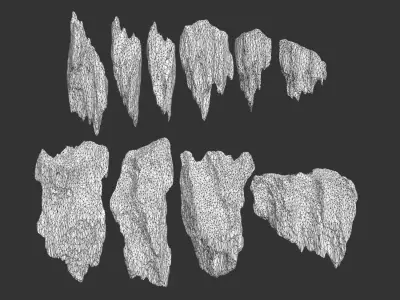 40 Low poly Ice Cave Modulars - 231219 Low-poly 3D model