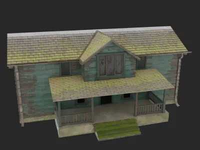 Old Abandoned Realisltic House Low-poly 3D model