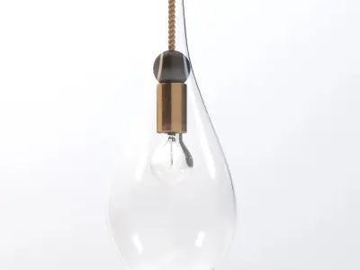 Petite Wood Drop Pendant Light 3D model