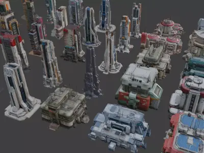 Sci-Fi Architecture Set 1 3D model