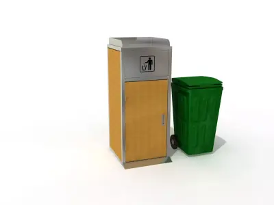 Stainless Litter Bin and Plastic Bin 3D model