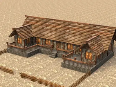 Low Poly Medieval Village House Low-poly 3D model