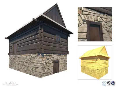 Granary Building - Slav Architecture Low-poly 3D model
