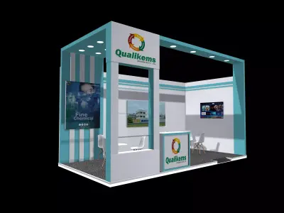 6x3 meter 2 side open exhibition stand  3D model