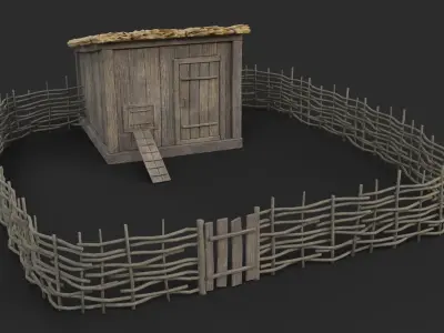 Chicken Coop Low-poly 3D model