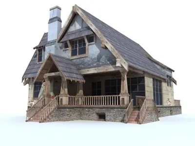 Country Low Poly House 2 Low-poly 3D model