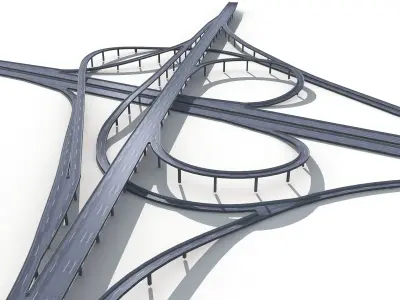 Highway Road Viaduct Flyover-13 3D model