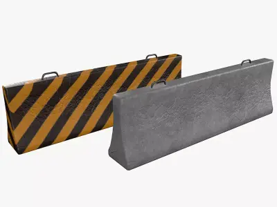 Concrete Barrier Low-poly 3D model 16