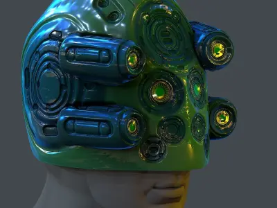 Gas mask helmet scifi Low-poly character art game space  Low-poly 3D model 2