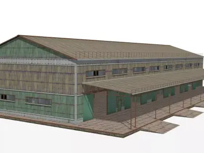  metal warehouse Low-poly 3D model