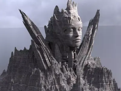 Ancient Athena Sci-Fi Mountain Dark 2 3D model