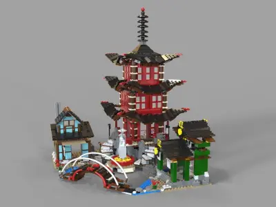 Lego chinese temple 3D model