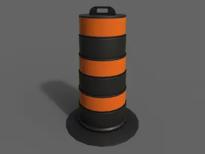 PBR Traffic Drum Barrel BlackOrange Low-poly 3D model