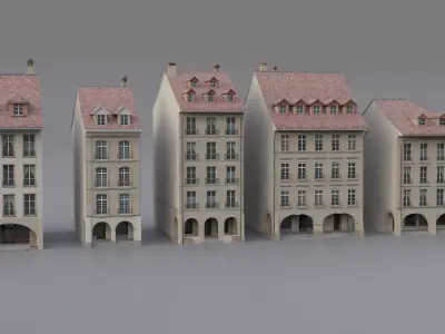 Bern Old Town Houses - Historical Switzerland Buildings Low-poly 3D model