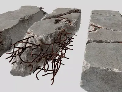 Concrete Slab Pack 01 - 5 Game Ready PBR Models 3D model