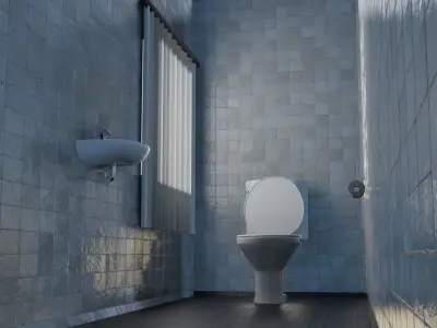 Simple Washroom and  Low-poly 3D model