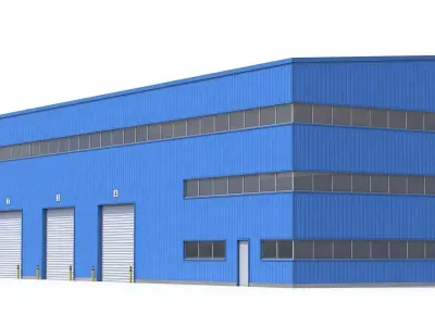 Blue Industrial Building 42 PBR  Low-poly 3D model
