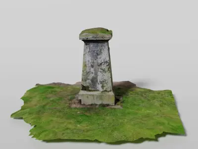 Historical headstone on grass 3D model
