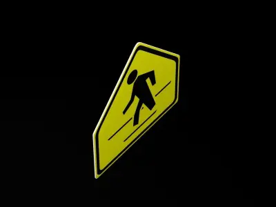 Street Sign Pentagon Low-poly 3D model