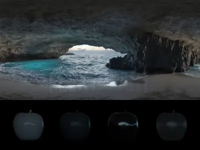 HDRI 21pcs 12k Coastal Cave with ocean Low-poly 3D model