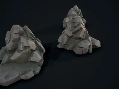 Stylized Gray Stone moss 10 Low-poly 3D model