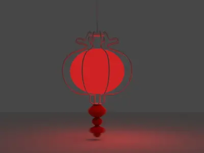 Paper Lantern Chinese Low-poly 3D model Low-poly 3D model
