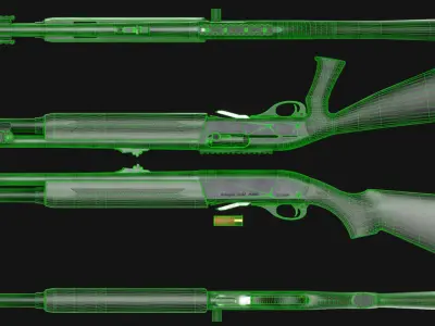 Remington 11-87 Police Semi-Automatic Shotgun - Game Asset Low-poly 3D model
