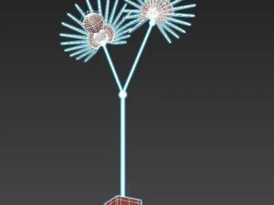 inez-floor-lamp floor lamp with two sunbursts 3D model