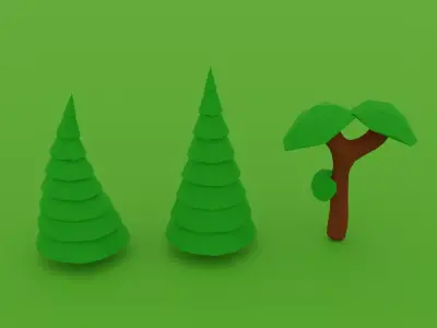 Low poly tree pack Low-poly 3D model
