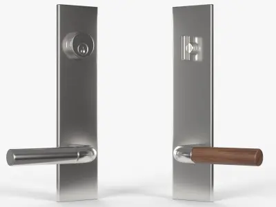 Tumalo Handle - Nickel with Walnut Lever Exterior Door Hardware 3D model