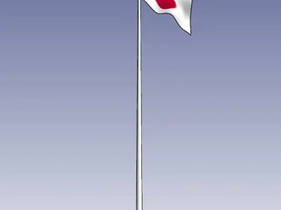 Japan flag - pole height 15 meters 3D model