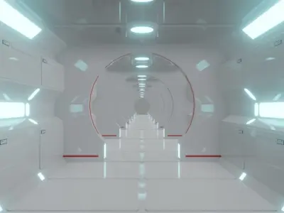 sci-fi corridor -Lab - 3D Model - game ready - Empty Low-poly 3D model